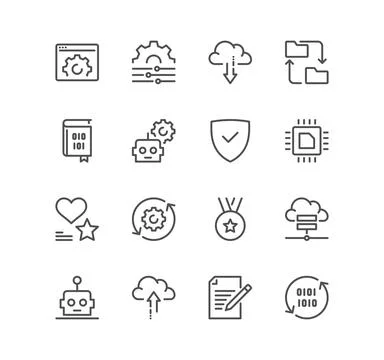 Set of data analysis related icons. Illustration