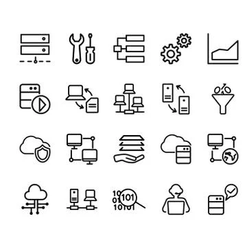 Set of Data Analysis Related Vector Line Icons. Stock Illustration