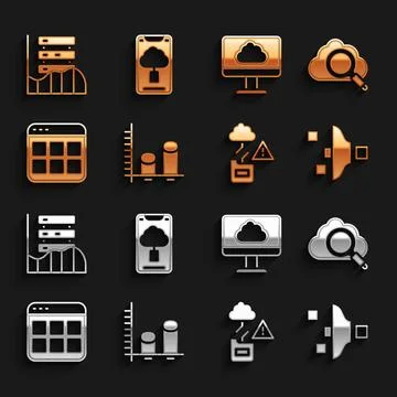 Set Data analysis, Search cloud computing, Filter setting, Cloud technology.. 스톡 일러스트