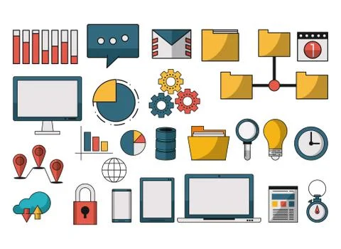 Set of data analysis symbols Stock Illustration