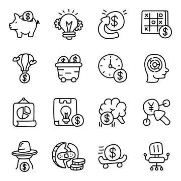 Set of Data Analytics Linear Icons Stock Illustration