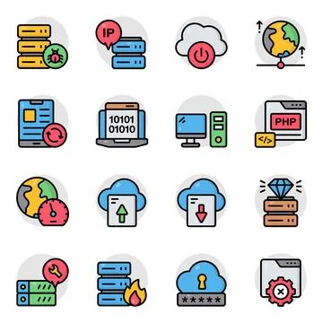 Set of Data and Analytics Flat Icons 스톡 일러스트