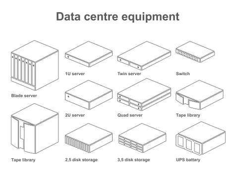 Set of data centre equipment. Stock Illustration