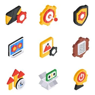 Set of Data Config Flat Icons Stock Illustration