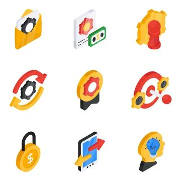 Set of Data Development Flat Icons Stock Illustration