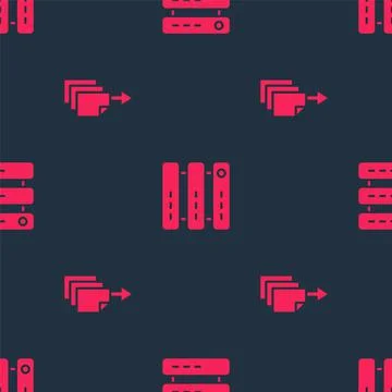 Set Data export and Server, Data, Web Hosting on seamless pattern. Vector Stock Illustration