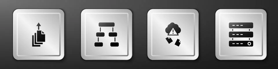 Set Data export, Hierarchy organogram chart, Cloud hacking and Server, Data, Web Stock Illustration