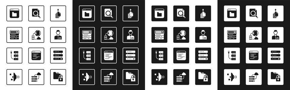 Set Data export, Network cloud connection, Search engine, Browser files, Analyst Stock Illustration