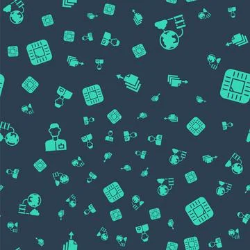 Set Data export, Network cloud connection, Analyst engineer and Processor wit Stock Illustration