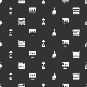 Set Data export, Search engine, Cloud technology data transfer and Monitor .. Stock Illustration