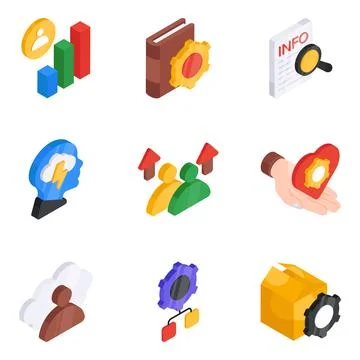 Set of Data Management Flat Icons Stock Illustration