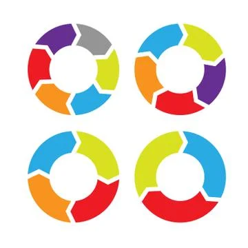 Set of data pie charts with sections - circular graph Stock Illustration