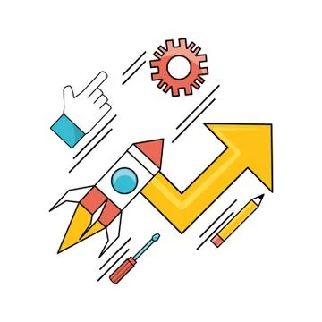 Set data process with teamwork development process 库存插图