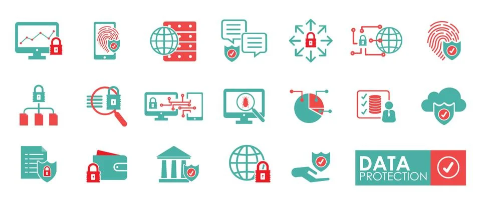 Set of Data Protection icon. Stockillustratie