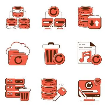 Set of Data Retrieved Flat Icons Stock-Illustration
