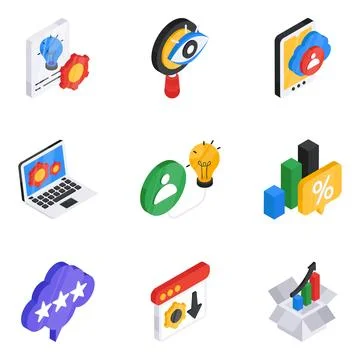 Set of Data Setting Flat Icons Stock Illustration