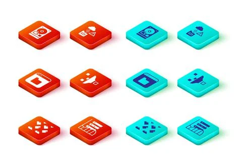 Set Data stream, Server, Data, Web Hosting, Browser files, Filter setting, Cloud Illustrazione stock