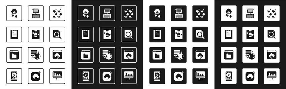 Set Data stream, Server, Data, Web Hosting, report, Cloud hacking, Search 스톡 일러스트