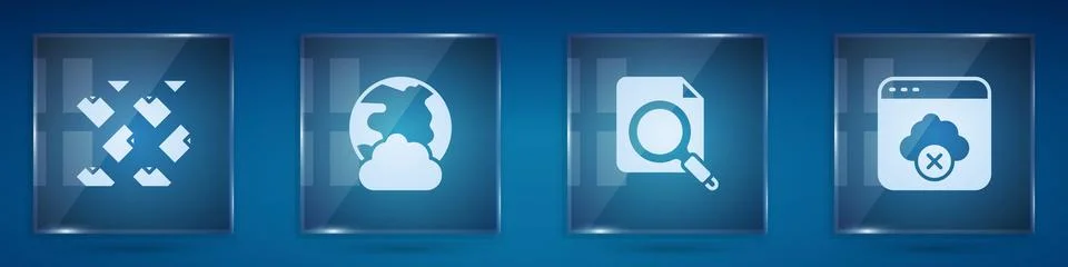 Set Data stream, Social network, Search concept with folder and Failed acce.. Illustrazione stock