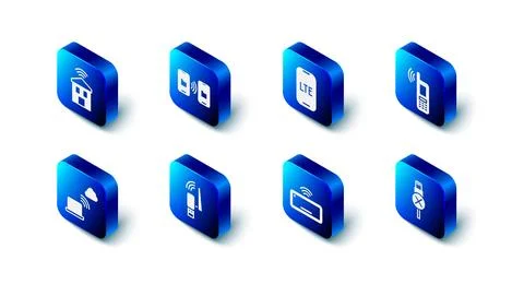 Set Data transfer and storage, LTE network, Mobile with wi-fi wireless, No .. Stock Illustration