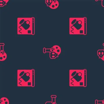 Set Data visualisation and Test tube with toxic liquid on seamless pattern. V Stock Illustration