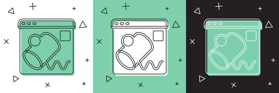 Set Data visualisation icon isolated on white and green, black background Stock Illustration