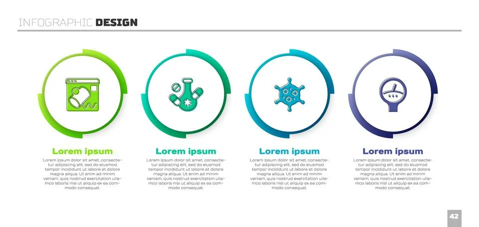 Set Data visualisation, Medicine pill, Virus and Gauge scale. Business info.. Stock Illustration