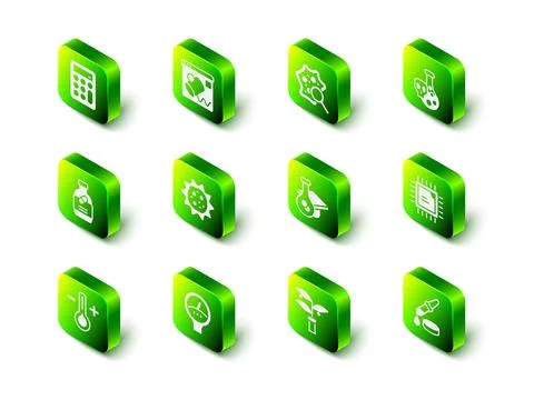 Set Data visualisation, Microorganisms under magnifier, Test tube with toxic Stock Illustration