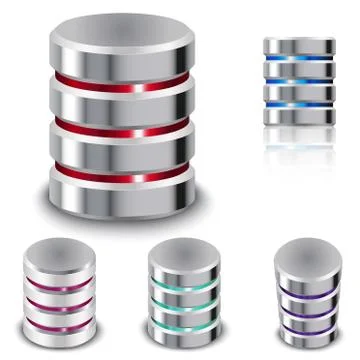 Set database and hard disk icon Stock Illustration