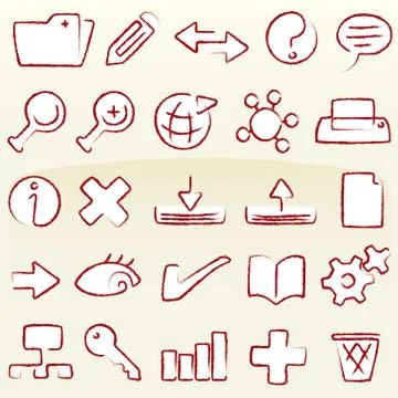 Set of database icons in chalk style. Stock Illustration
