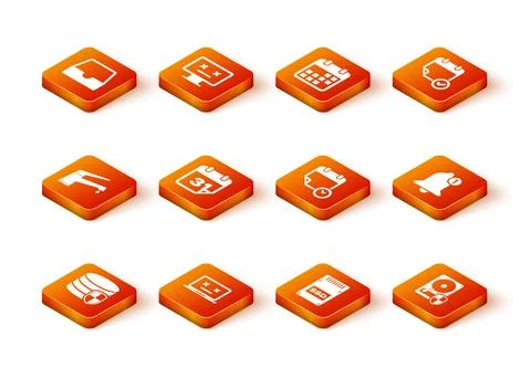 Set Database protection, Dead laptop, Water tap, Calendar, SSD card and and Illustrazione stock