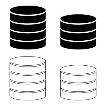 Set of Database storage icon, internet network server cloud data symbol, conn Illustrazione stock