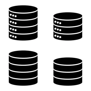 Set of Database storage icon, internet network server cloud data symbol, conn Stock Illustration