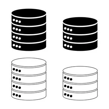 Set of Database storage icon, internet network server cloud data symbol, conn Illustrazione stock