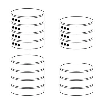 Set of Database storage icon, internet network server cloud data symbol, conn Stock Illustration