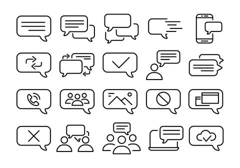 Set of date comminucation icons. Flat pictogram for web. Line stroke. Simple  Stock Illustration