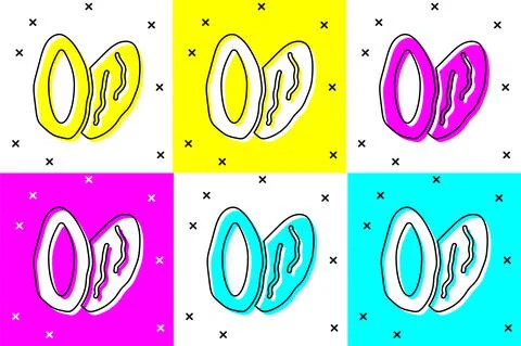 Set Date fruit icon isolated on color background. Vector Ilustración de archivo