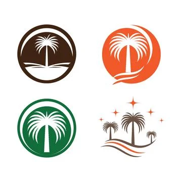 Set Dates tree Wave Logo Template vector symbol Stock Illustration