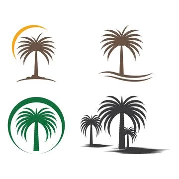 Set Dates tree Wave Logo Template vector symbol Stock Illustration