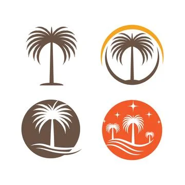 Set Dates tree Wave Logo Template vector symbol Stock Illustration