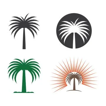 Set Dates tree Wave Logo Template vector symbol Stock Illustration