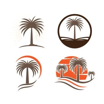 Set Dates tree Wave Logo Template vector symbol 库存插图