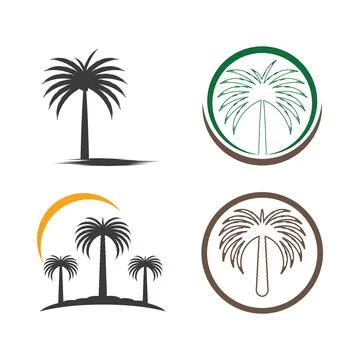 Set Dates tree Wave Logo Template vector symbol Stock Illustration