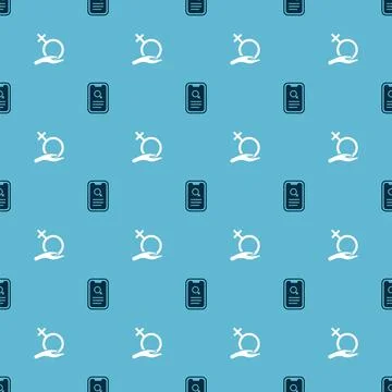 Set Dating app and Female gender on seamless pattern. Vector Stock Illustration