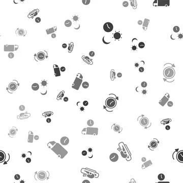 Set Day and night with time, Food, Clock arrow and Delivery on seamless pattern Illustrazione stock
