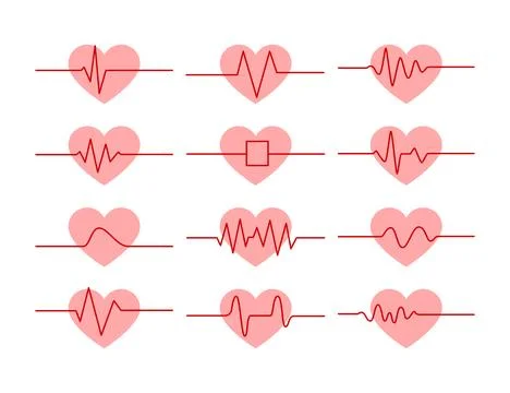 Set of dead heartbeat wave collection, End of the life, dead line heartbeat.. Stock Illustration