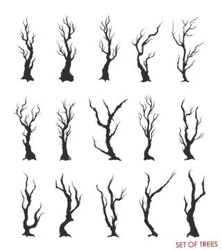 Set of dead trees and branches Stock Illustration
