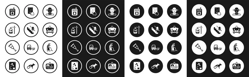 Set Deaf, Disabled elevator, IV bag, Press the SOS button, Man without legs 스톡 일러스트