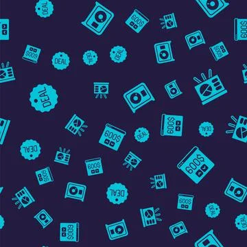 Set Deal, Board with graph, Safe and Monitor dollar on seamless pattern. Vector Stock Illustration