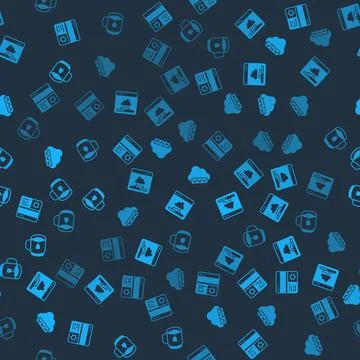 Set Debugging, Cloud technology data transfer, Web development and Cup of tea Stock Illustration